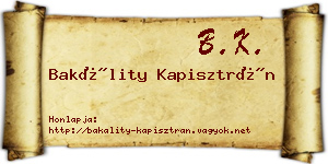 Bakálity Kapisztrán névjegykártya